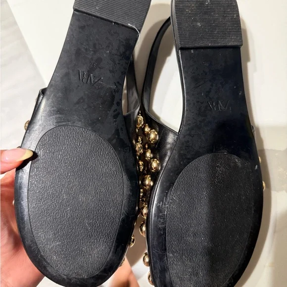Zara Black and Gold Studded Flats - Picture 3 of 3